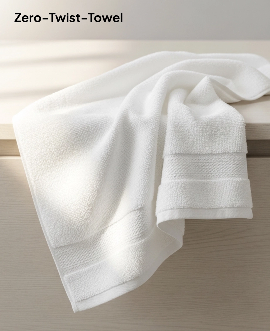 zero twist towel on wooden surface